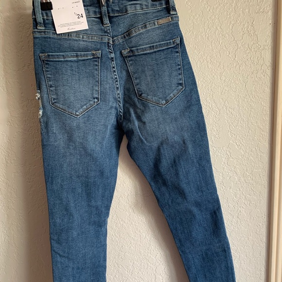 KanCan distressed cheetah peek through jeans - Picture 2 of 4